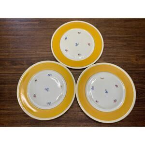 Furstenberg Porcelain Vintage Dinner Plates Yellow Gold Flowers Germany